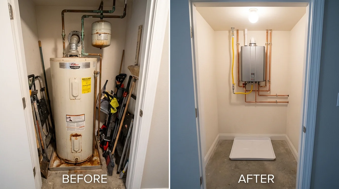 Tank water heater versus wall-mounted tankless unit comparison for Salina, UT homeowners