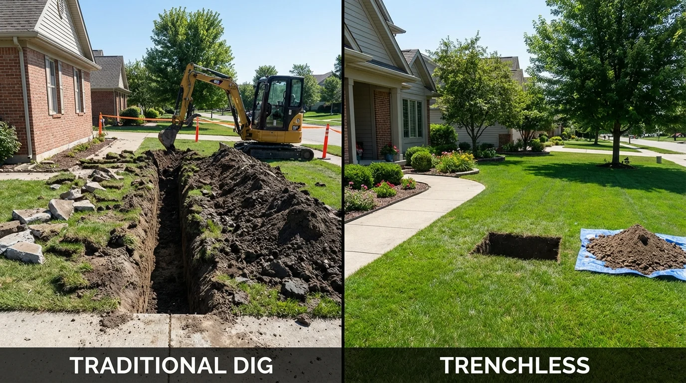 Trenchless sewer repair with minimal yard damage versus traditional excavation in Salina, UT